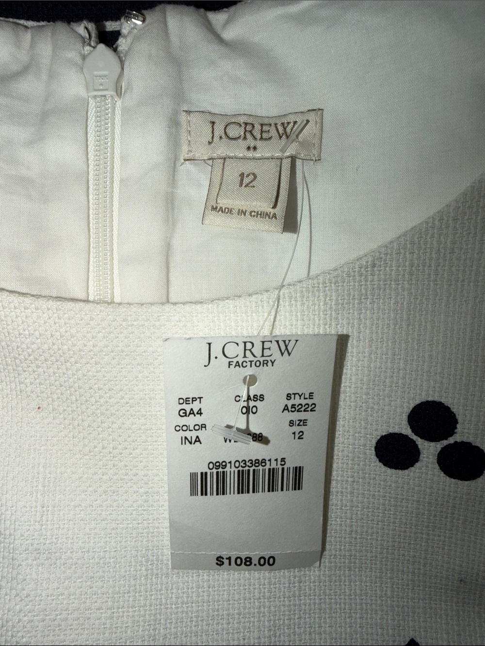 J. Crew Cream Dress with Black Geometric Pattern - Picture 6 of 6